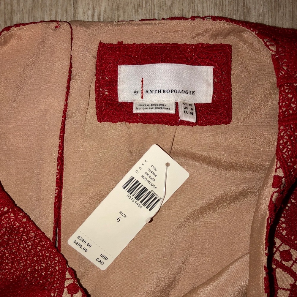 NEW RARE Anthropologie Red mini lace dress - Picture 7 of 7